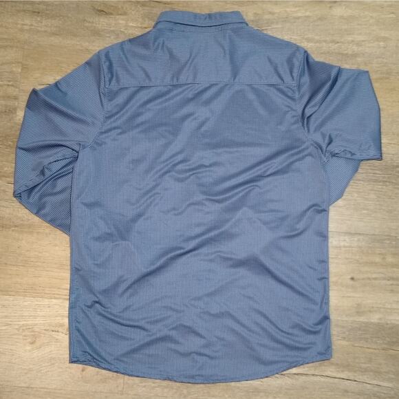 Travis Mathew Shirt Mens L Blue Button Up Golf Stretch Long Sleeve Check - Picture 5 of 5